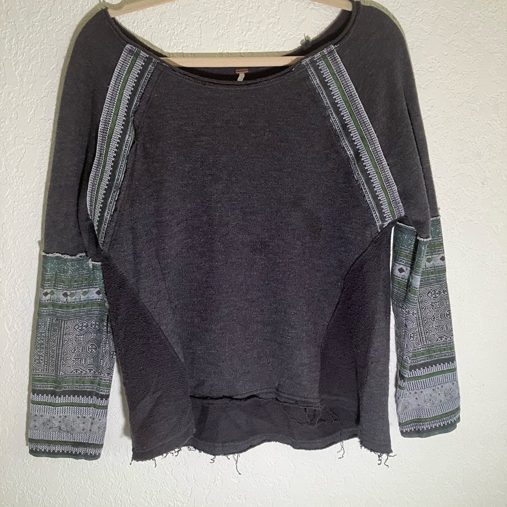 Free People mixed fabric shirt 
Size XS